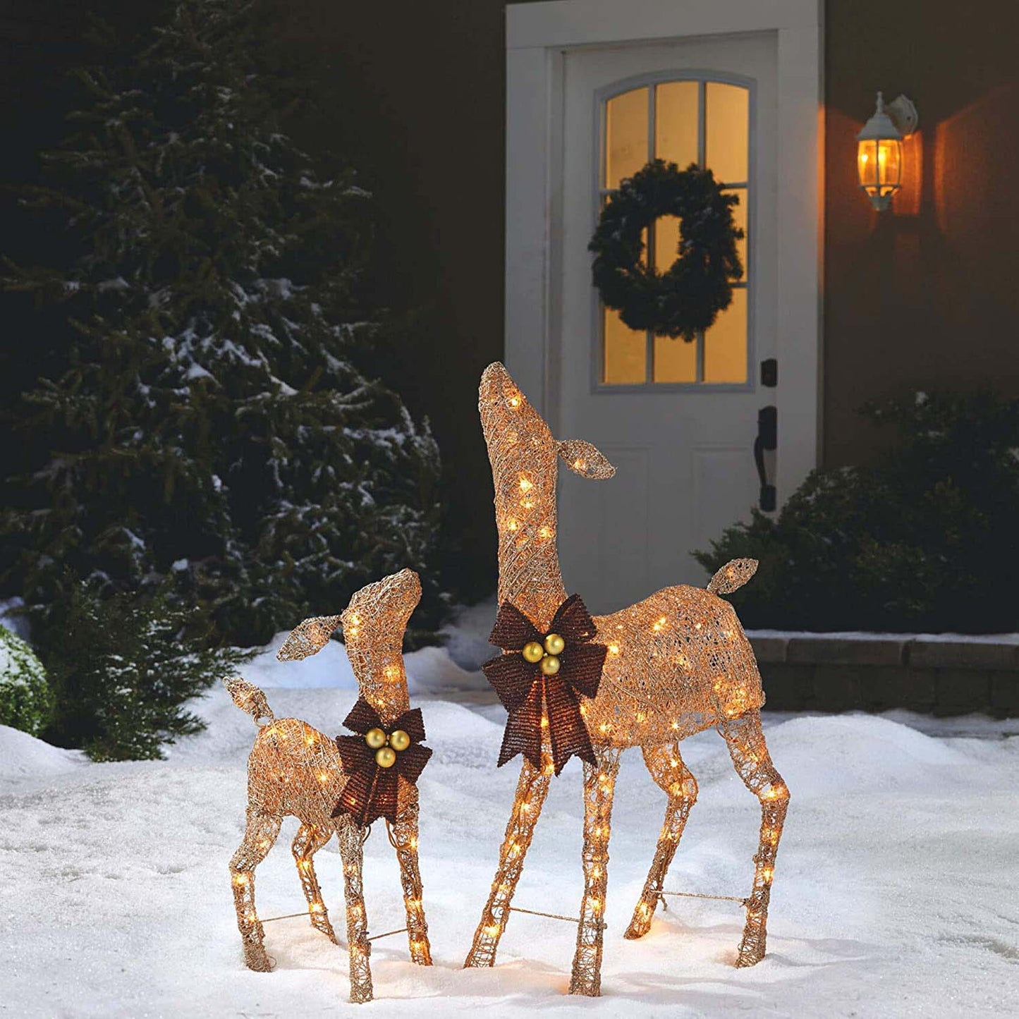 NOMA Doe and Fawn Christmas Display Pre-Lit LED Outdoor Holiday Lawn Decoration