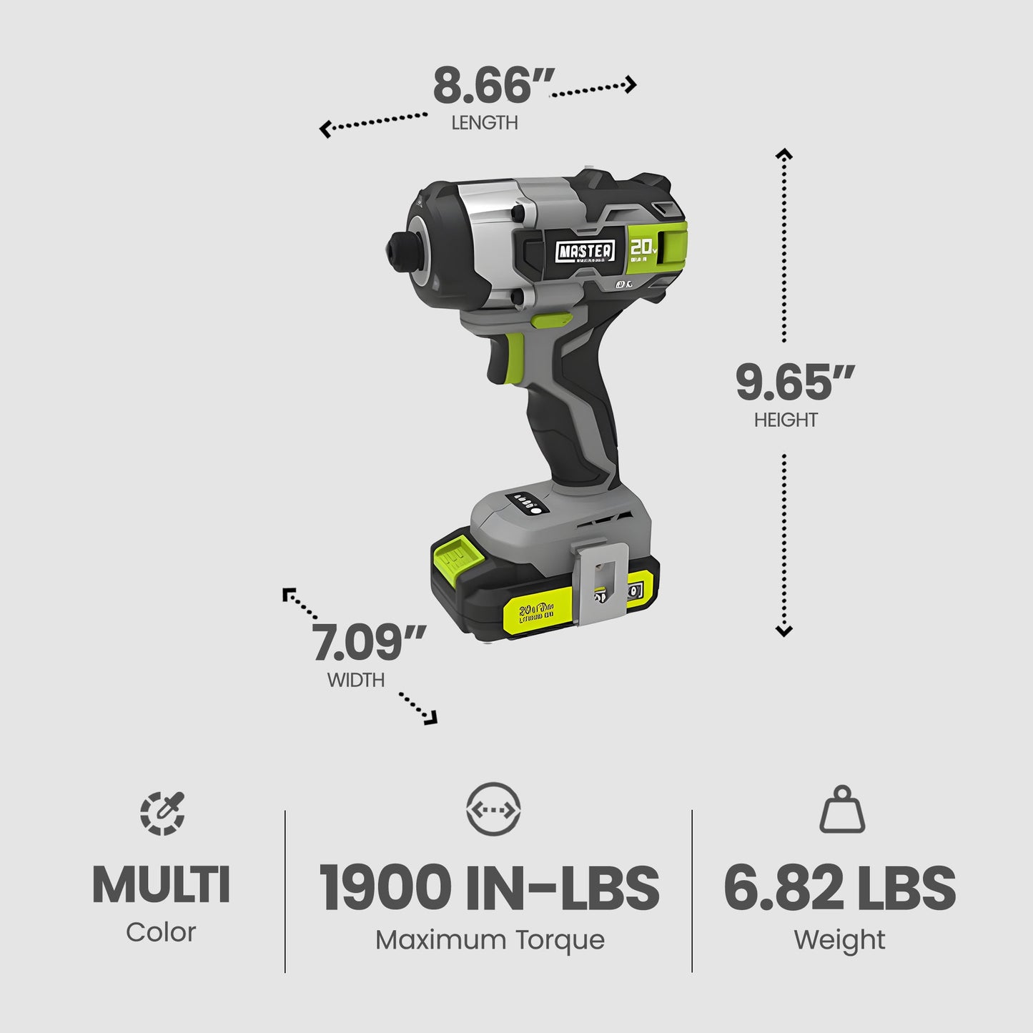 Master Mechanic 20 Volt Compact Cordless Impact Driver Kit with Brushless Motor