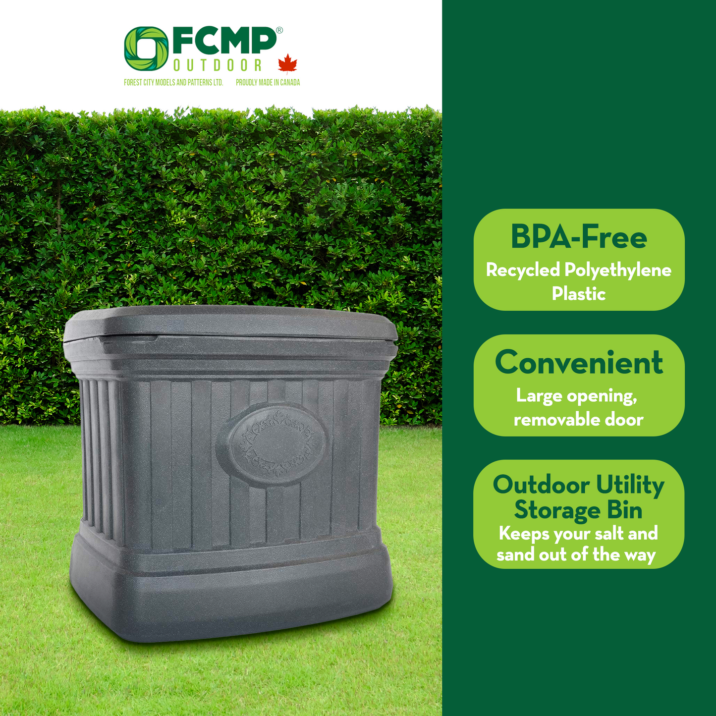 FCMP Outdoor SB120-GRY-S 26 Gallon Outdoor Utility Storage Bin Container, Gray