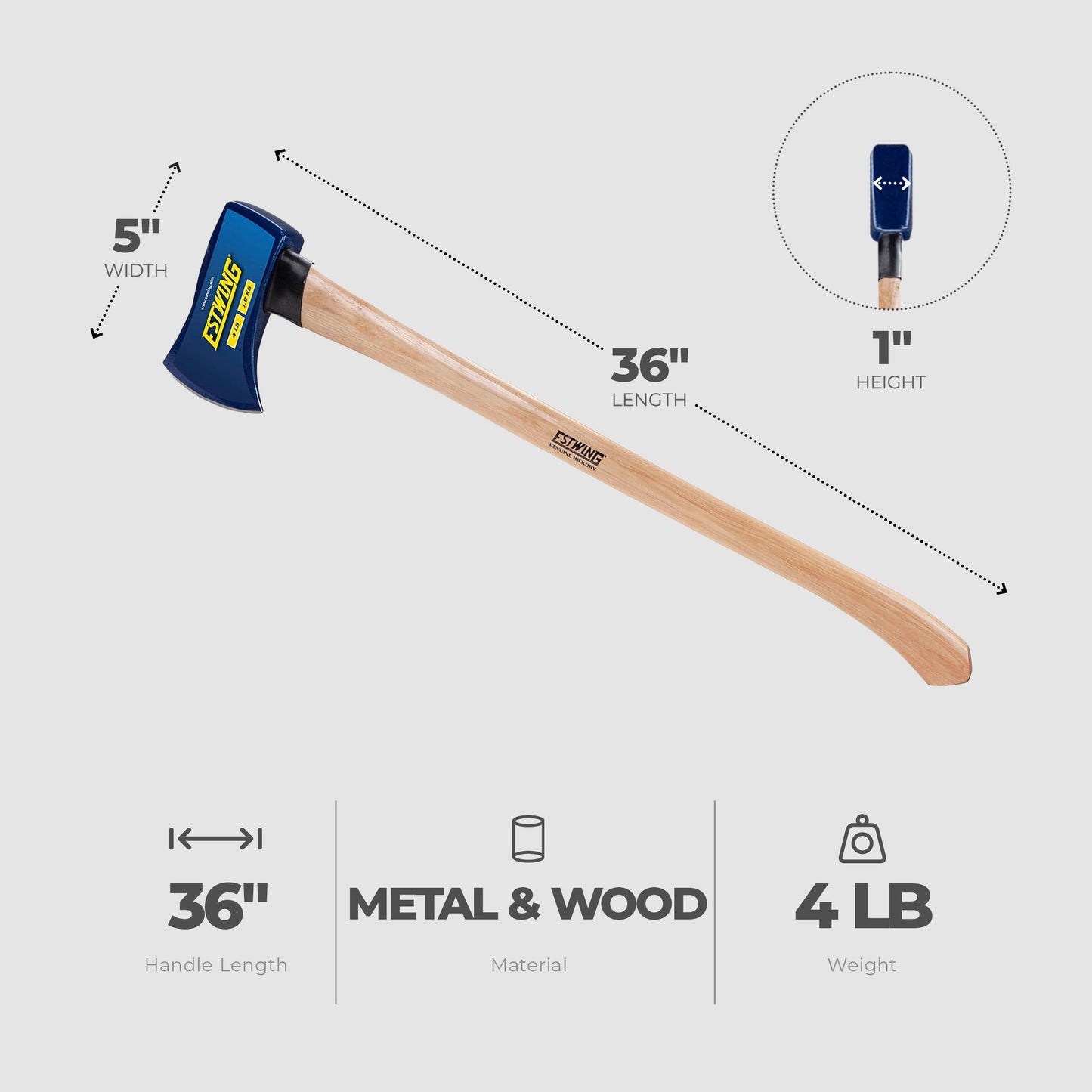 ESTWING 4 Pound 36 Inch Axe w/American Hickory Handle for Cutting and Splitting