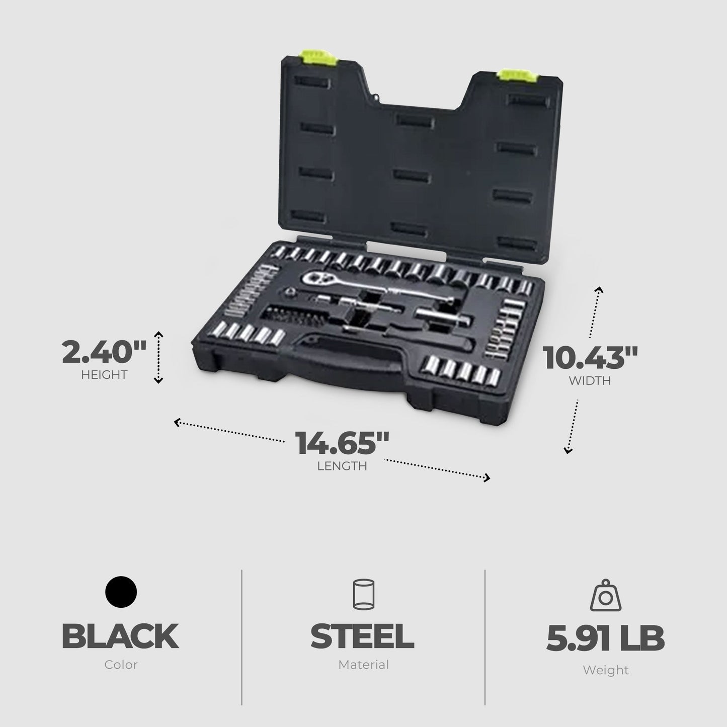 Master Mechanic 1/4 x 3/8" Drive 54 Piece Mechanic's Tool Accessory Socket Set