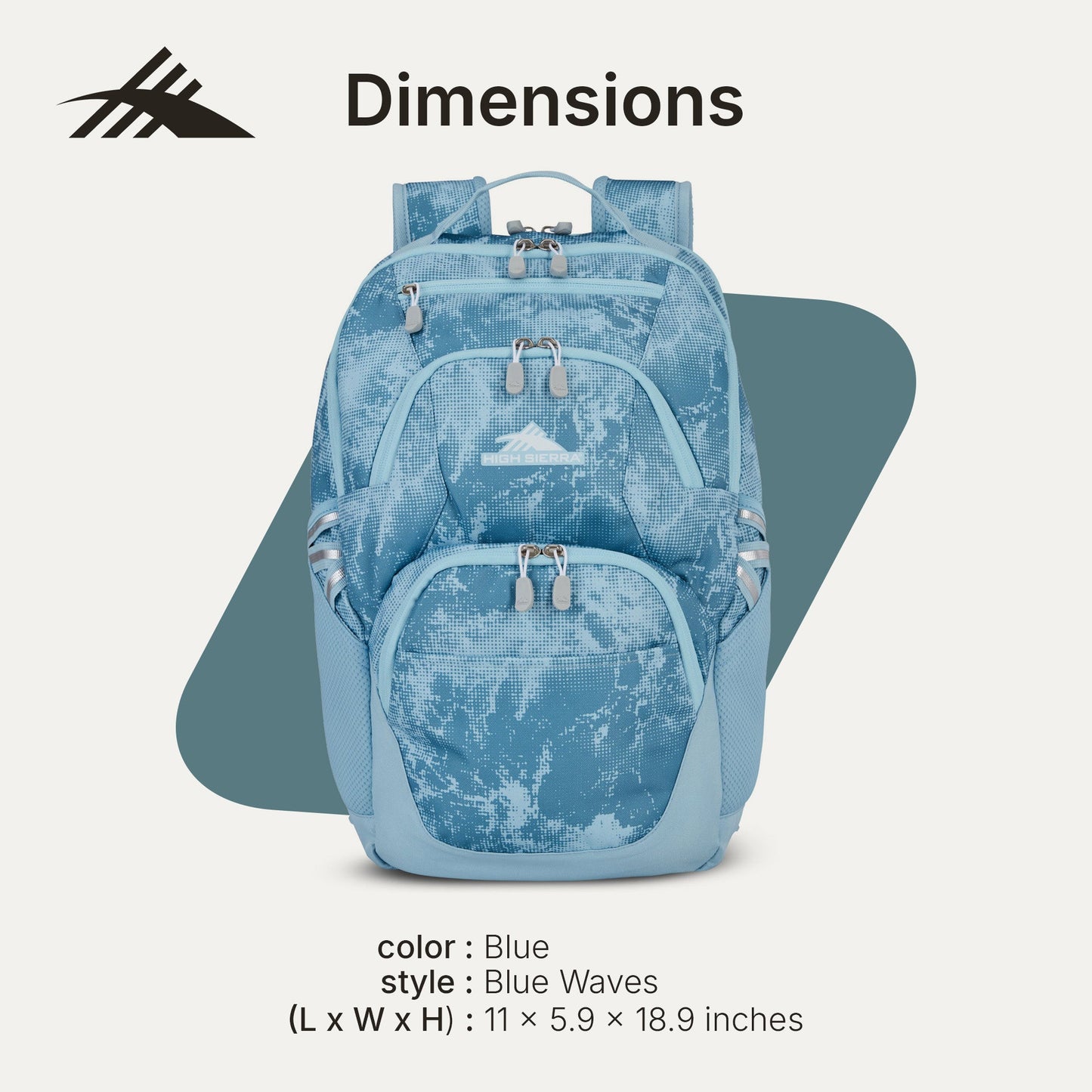 High Sierra Swoop Backpack, Bookbag Fits most 17” Laptops, 30L Capacity, Waves