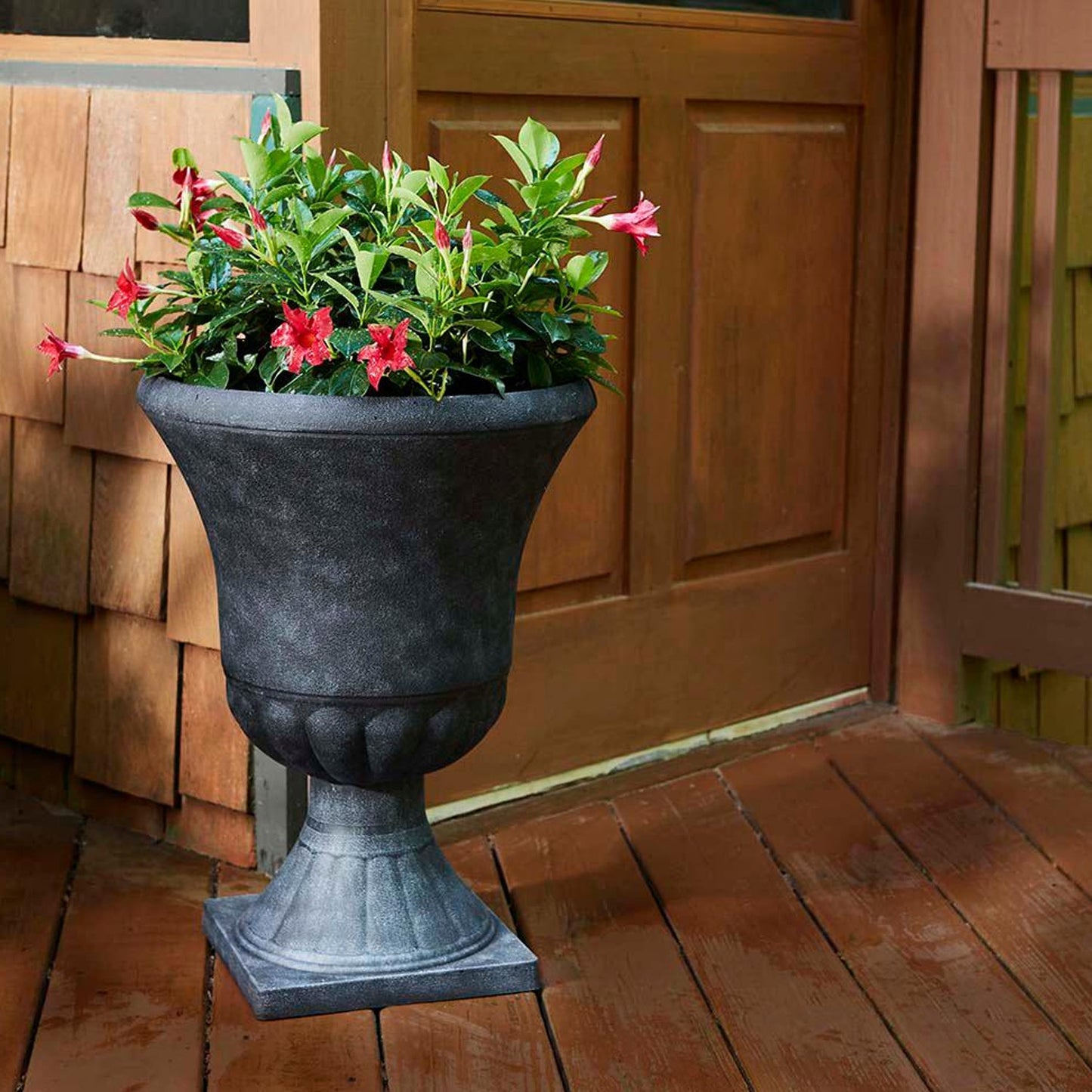 Southern Patio EB-029816 Winston 16 Inch Diameter Resin Outdoor Planter, Black