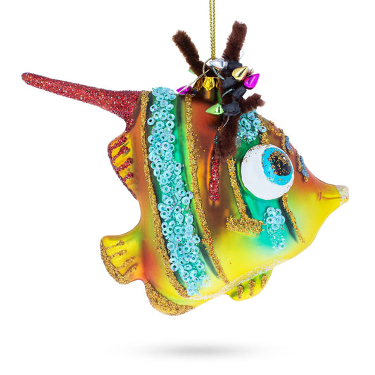 Vibrant Coral Fish Blown Glass Christmas Ornament