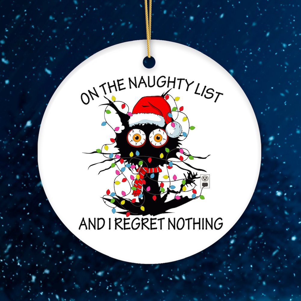 Funny Holiday Black Cat Quote Christmas Ornament Bundle