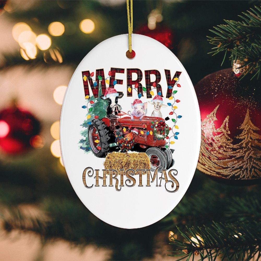 Merry Christmas Farm Animal Ornament