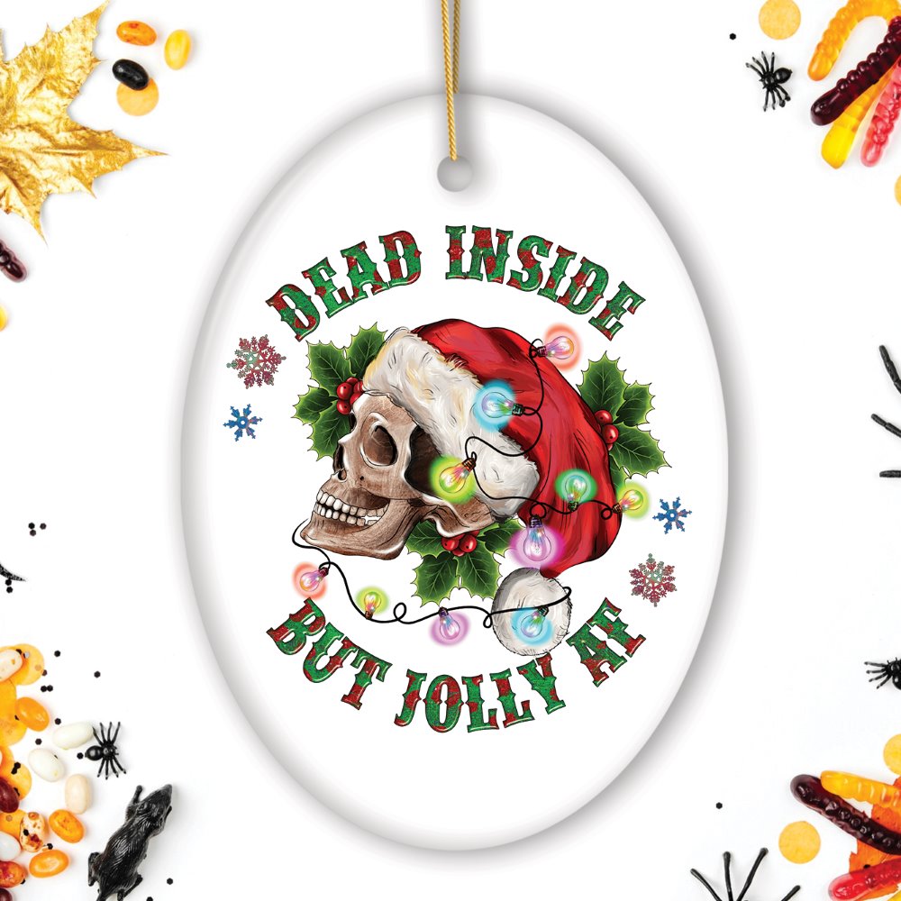 Dead Inside Fun Holiday Dark Humor Christmas Ornament Bundle, Horror Skeleton Party Gift