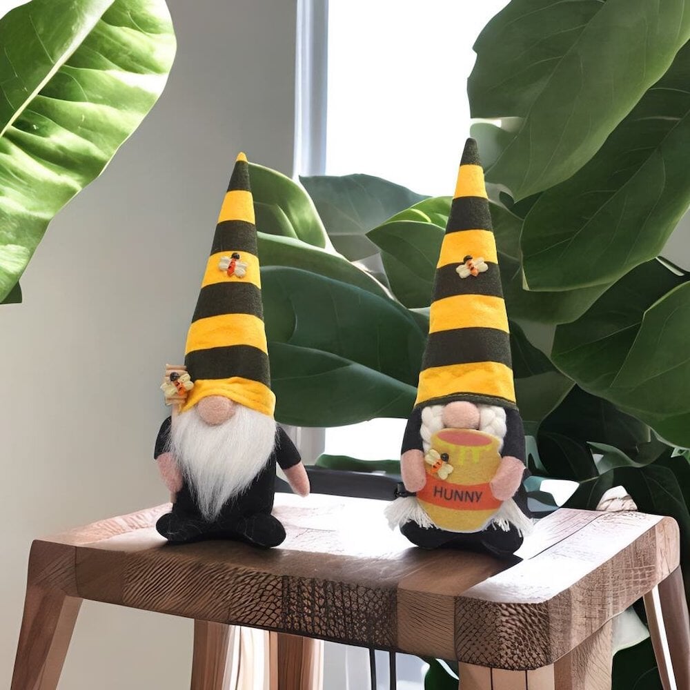 Bee and Honey Themed Gnomes, Plush Bumblebee Home Decor