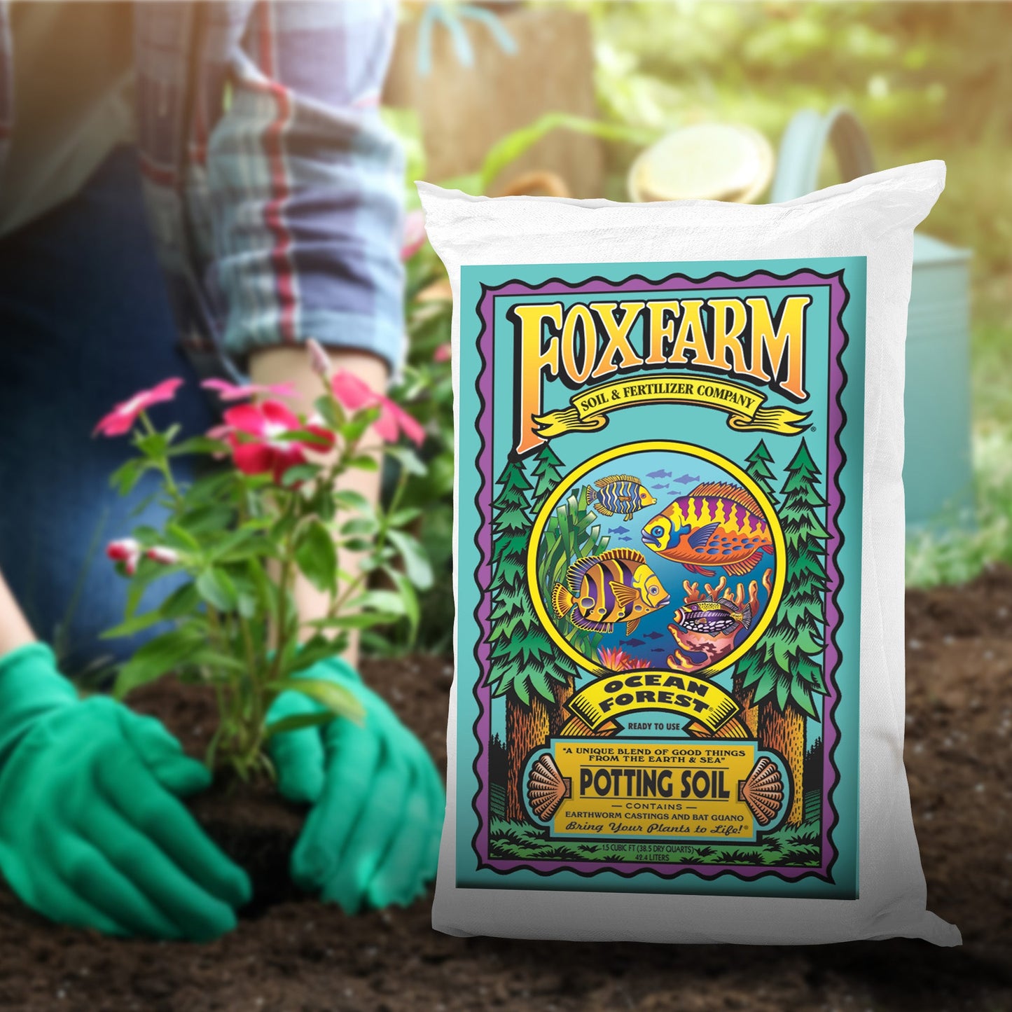 Foxfarm Ocean Forest Garden Potting Soil Bags 6.3-6.8 pH, 1.5 Cu Ft (2 Pack)