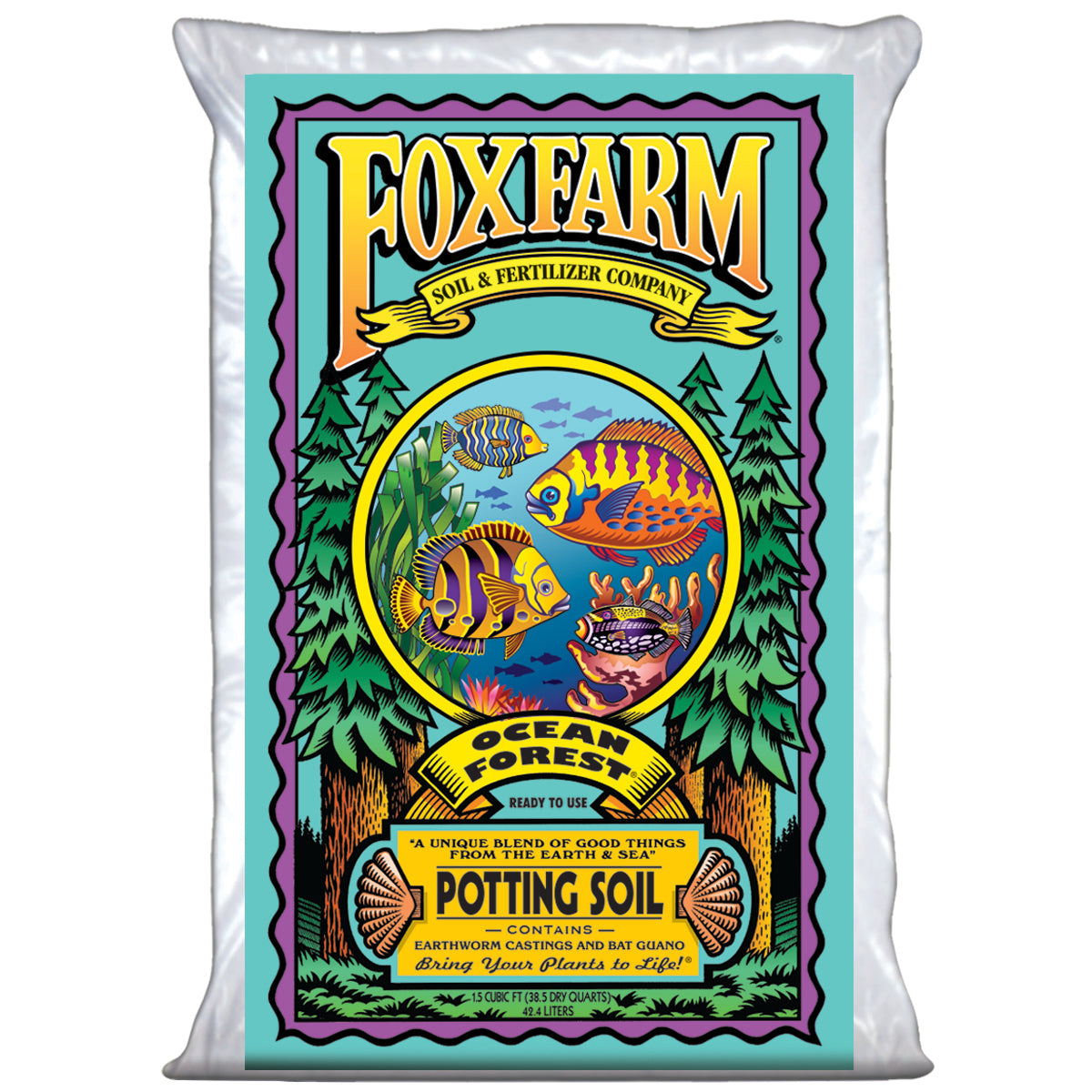 Foxfarm Ocean Forest Garden Potting Soil Bags 6.3-6.8 pH, 1.5 Cu Ft (6 Pack)