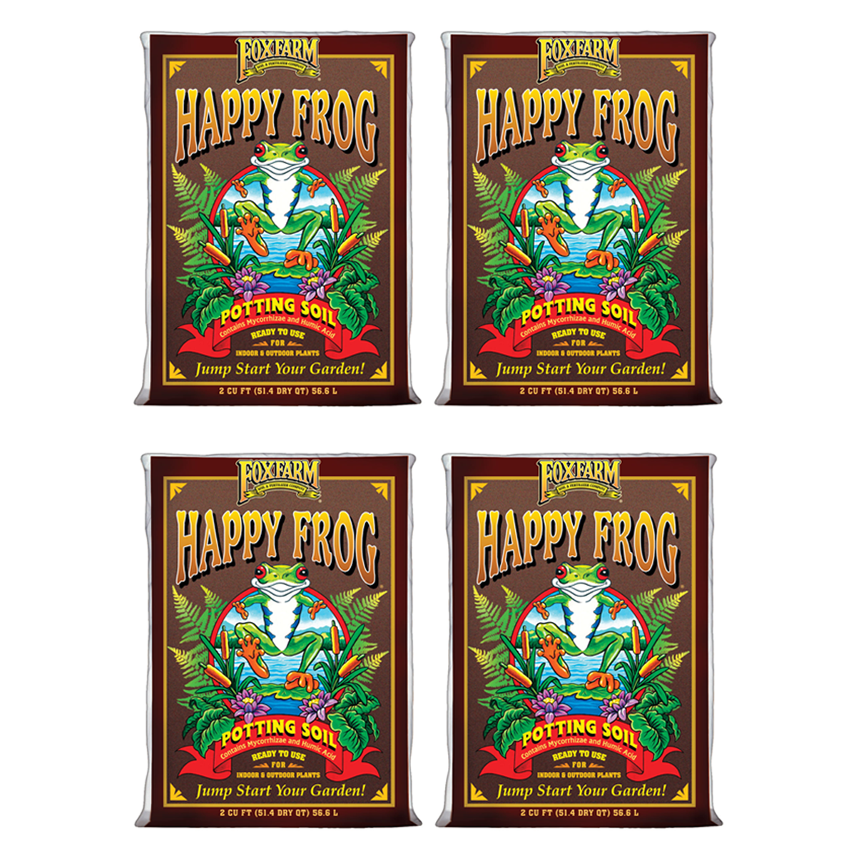 FoxFarm Happy Frog pH Adjusted Garden Potting Soil Bag,1.5 Cubic Feet (4 Pack)