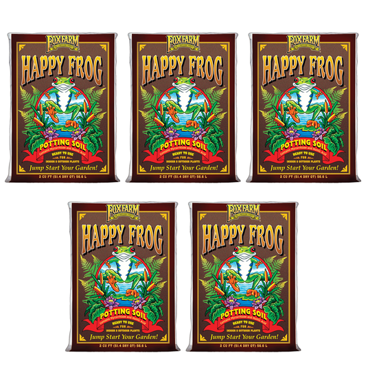 FoxFarm FX14047 Happy Frog pH Adjusted Garden Potting Soil Bag, 2 Cu Ft (5 Pack)