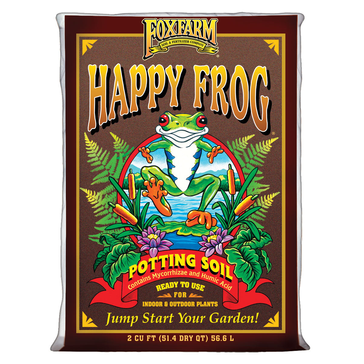 FoxFarm FX14047 Happy Frog pH Adjusted Garden Potting Soil Bag, 2 Cu Ft (2 Pack)