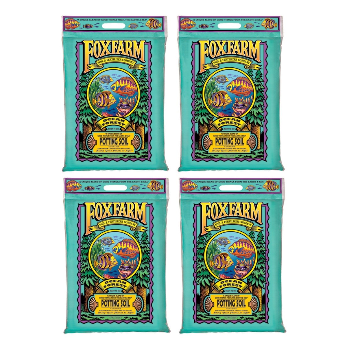 Foxfarm FX14053 Ocean Forest Organic Garden Potting Soil Mix 12 Quarts (4 Pack)