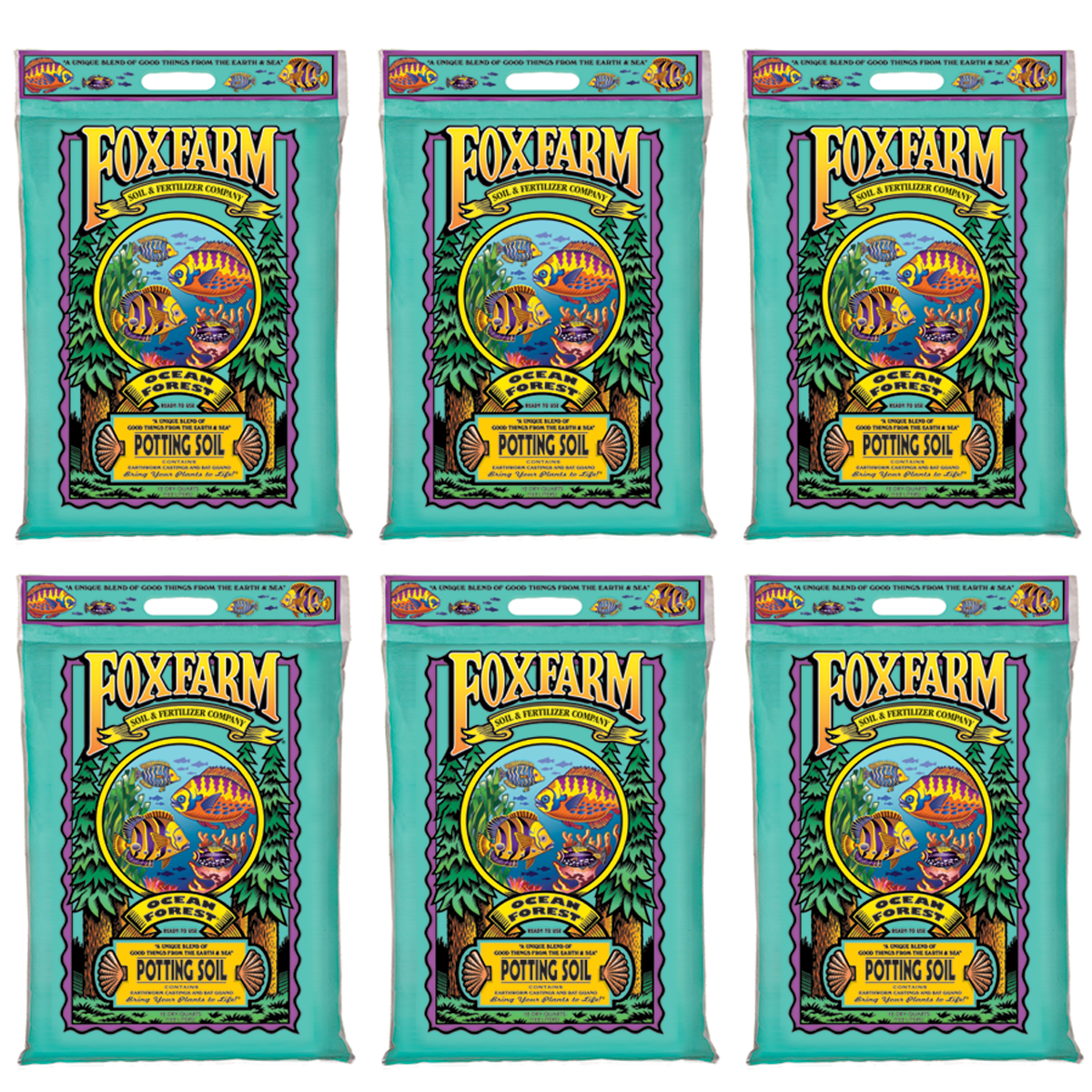 Foxfarm FX14053 Ocean Forest Organic Garden Potting Soil Mix 12 Quarts (6 Pack)