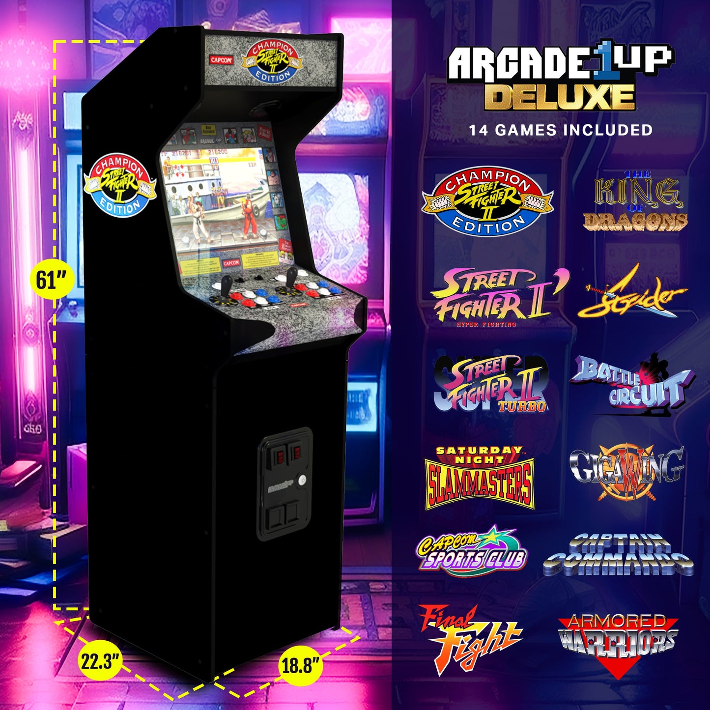 Arcade1Up Street Fighter II CE HS-5 Deluxe 5ft Stand-Up Cabinet Arcade Machine