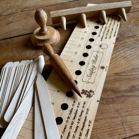 Garden Gift Set - Maple Seed and Bed Ruler, Dibblers, Pot Tamper and Markers