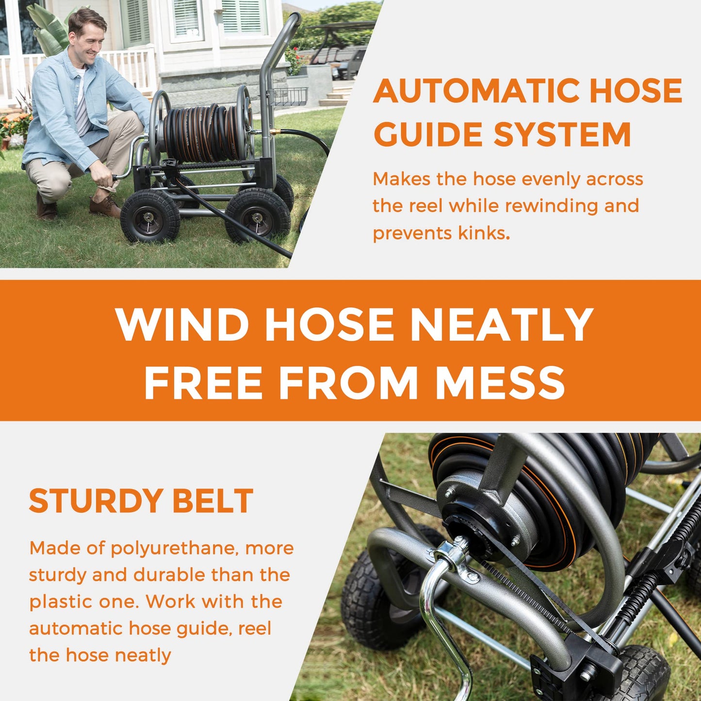 Garden Hose Reel Cart-4 Wheels