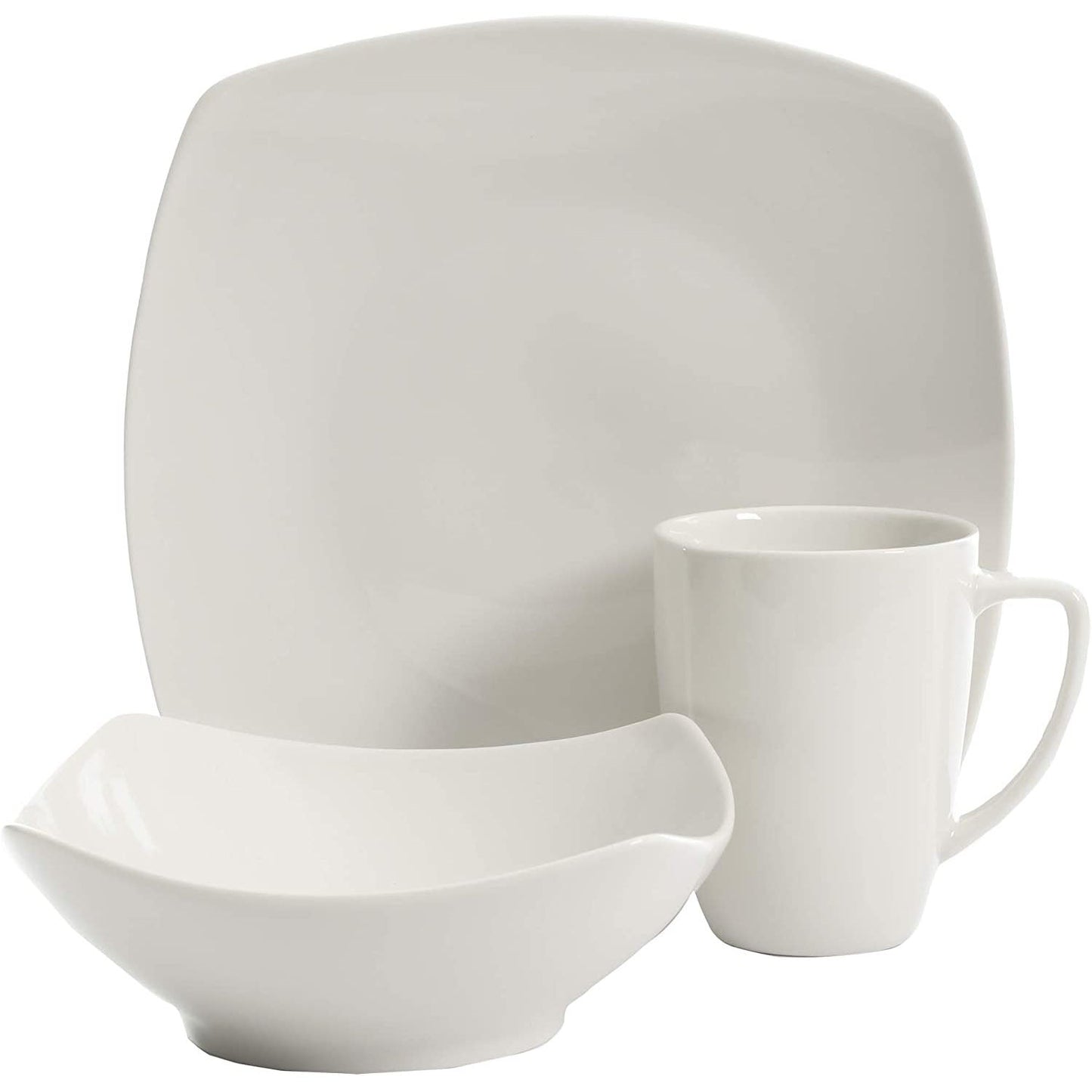 Gibson Zen Buffetware 12 Piece Square Dinnerware Plate, Bowl, & Mug Set (2 Pack)