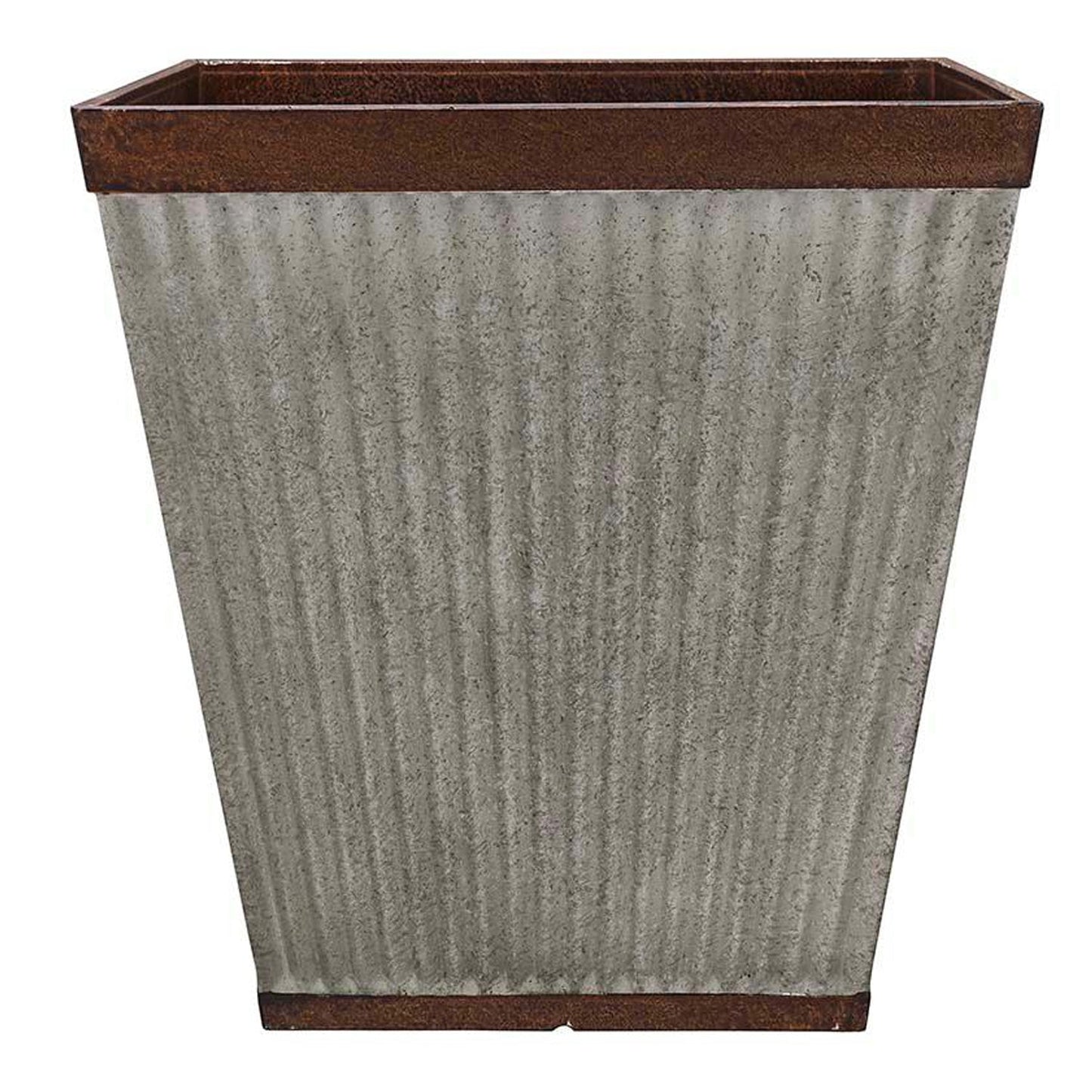 Southern Patio 16 Inch Square Rustic Resin Outdoor Box Flower Planter (3 Pack)