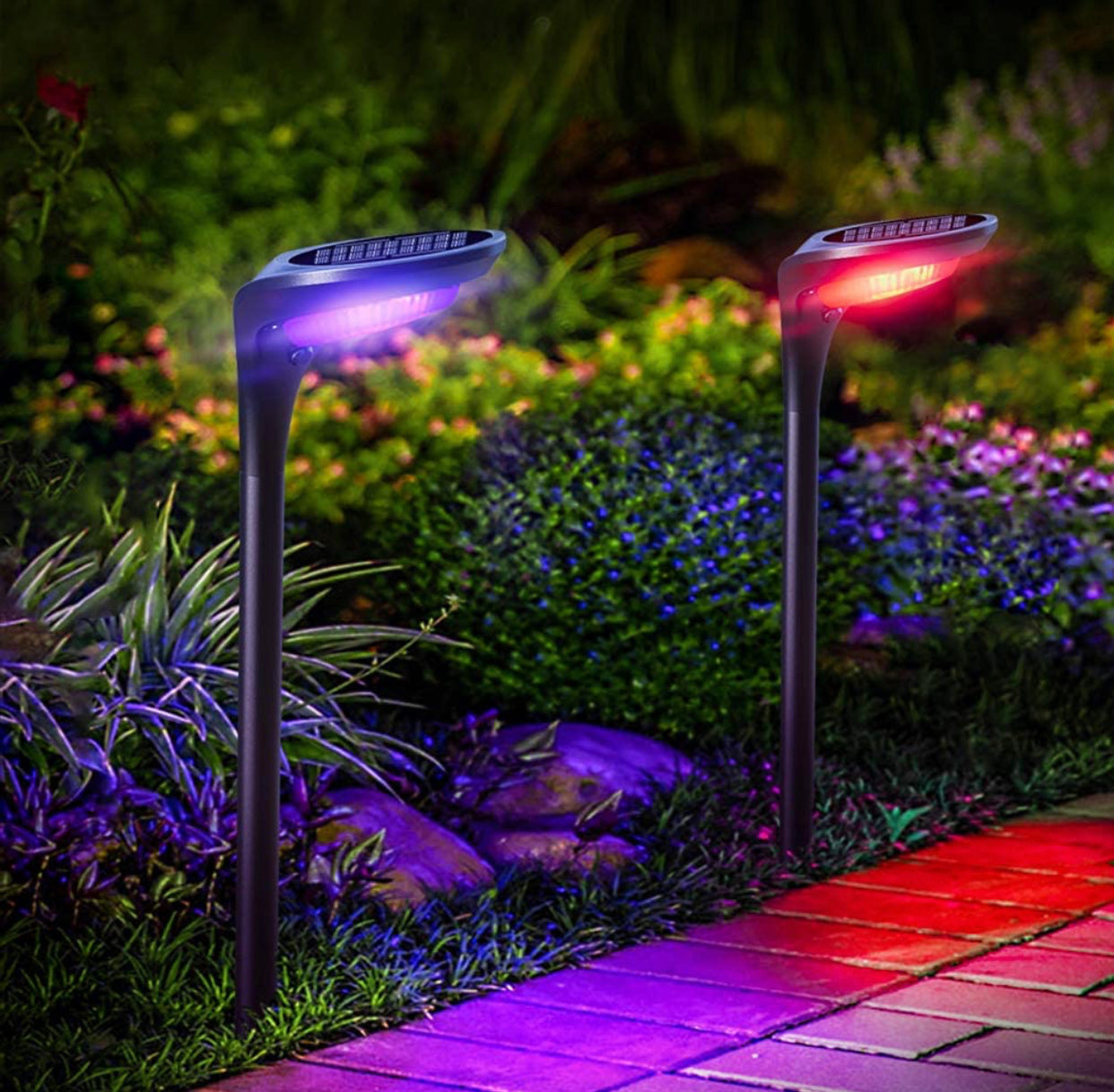 SmartYard Solar Pathway Lights, 4-Pack Color Glow LED Landscape Lighting-20 Lumen