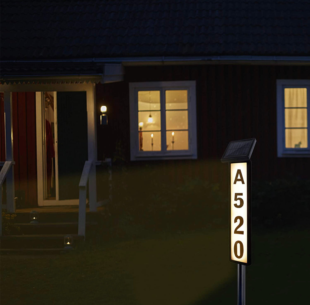 Solar Lighted House Address Numbers Sign,25 Lumen Five Digit