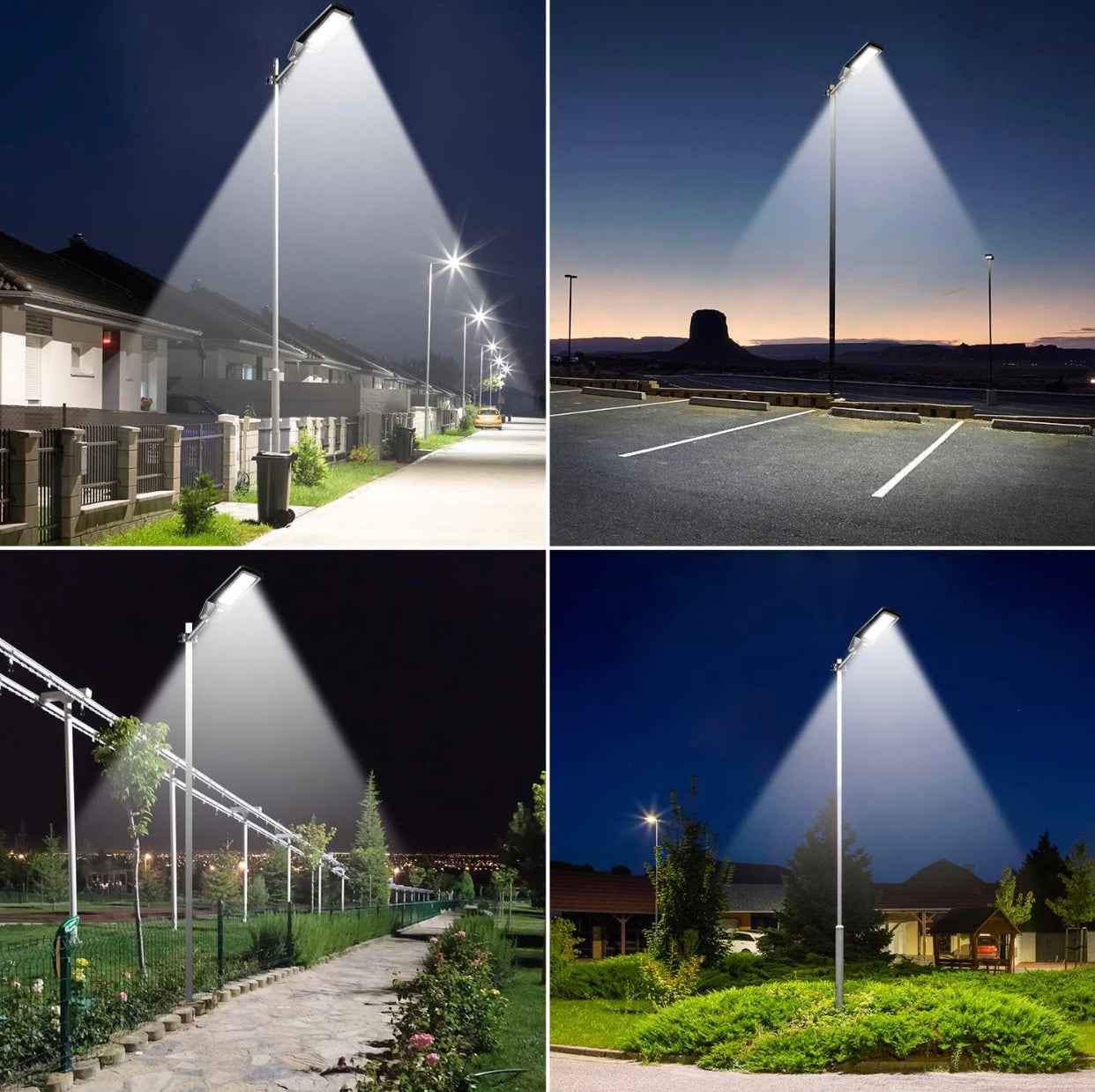 2 Pack 1600W Solar Street Lights Outdoor 90000 Lumens Dusk to Dawn With Remote and Motion Sensor