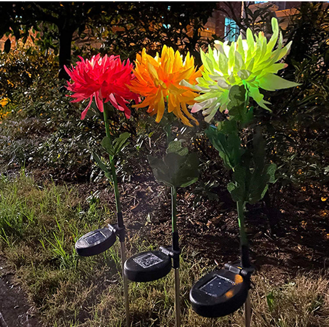 Solar LED Light Artificial Chrysanthemum Flower (3 Pack)