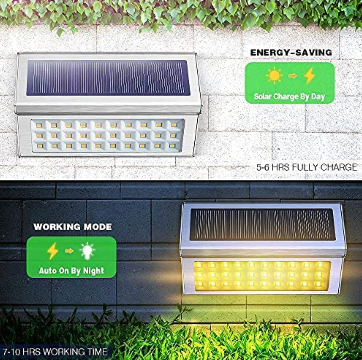 30 LED Solar Step Lights Outdoor【6 Pack】Stainless Steel Bright Solar Deck And Stairs Lights