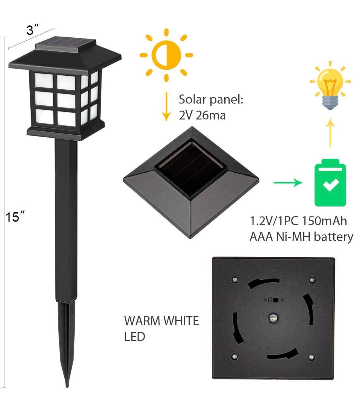 12 Pack Solar Pathway Lights Outdoor, Waterproof Outdoor Solar Lights-Asian Style