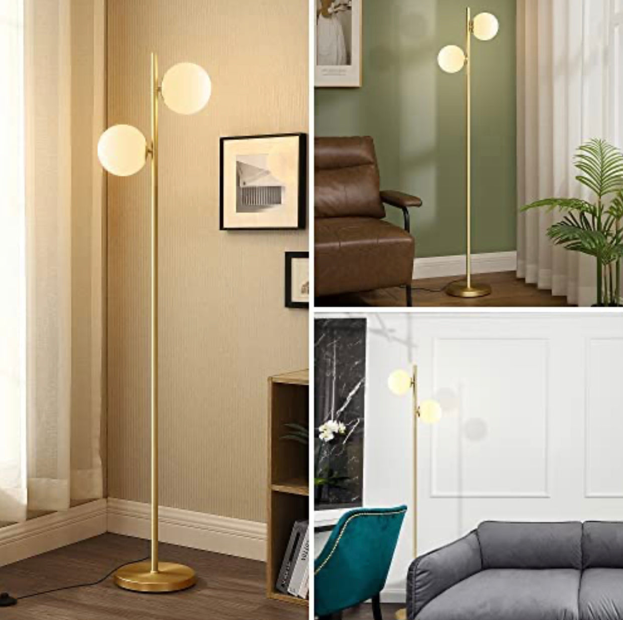 EDISHINE Modern Globe Floor Lamp, Dimmable Mid Century Floor Lamps