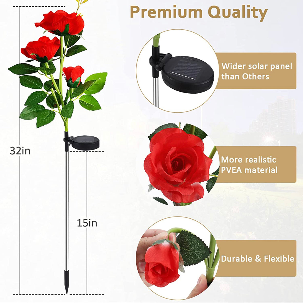 Solar LED Rose Flower Light (2 Pack)