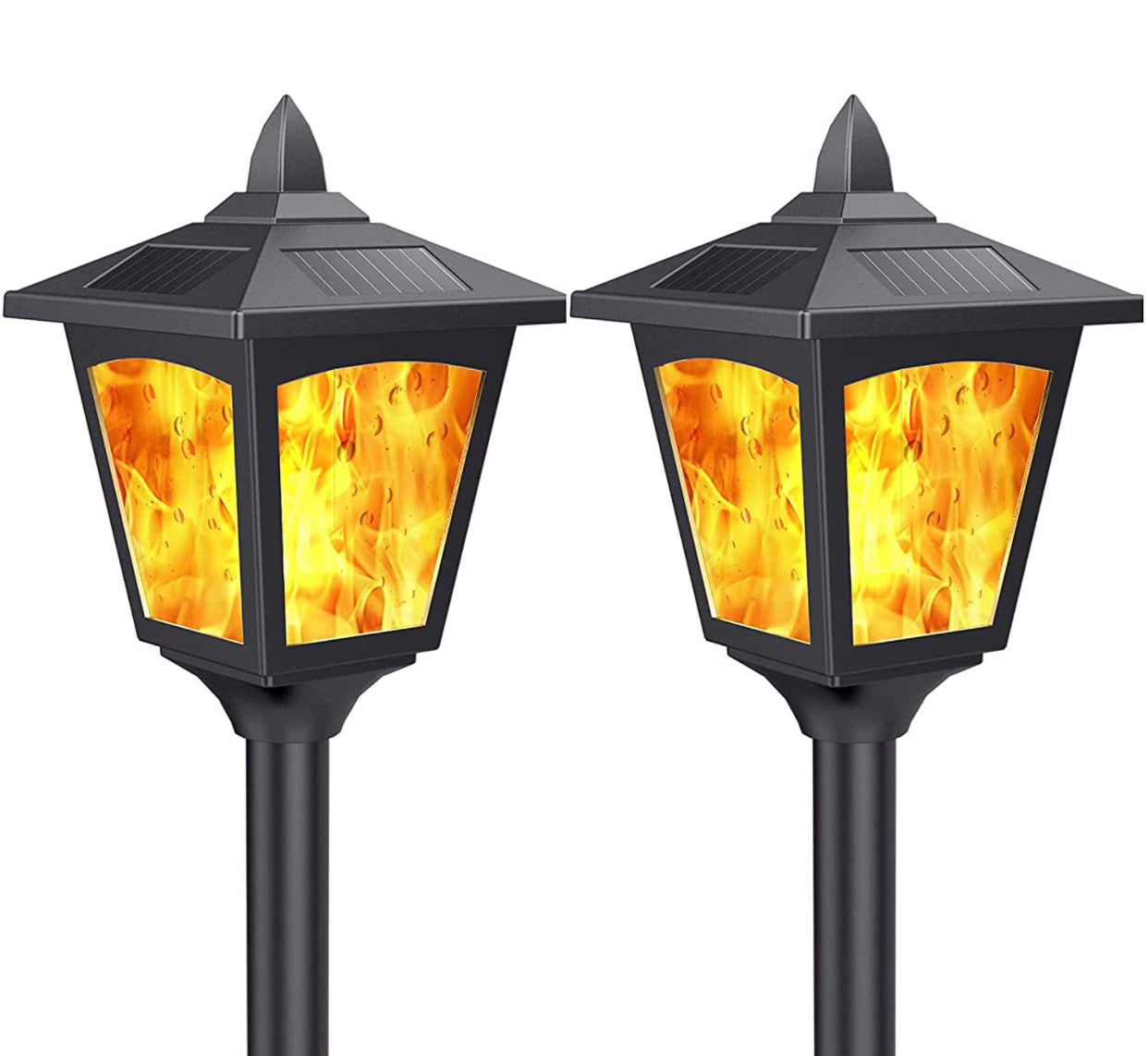 SmartYard Solar Garden Lights - Torches Outdoor Patio Decor Lighting 43" Flames Post Fence Lamps - 2 Pack