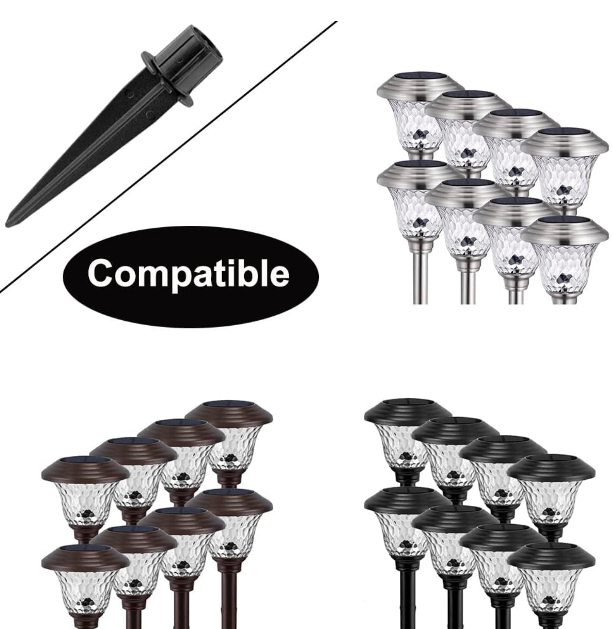 10x Path Light Replacement Stakes Ground Solar Light Spikes for Garden Lamps