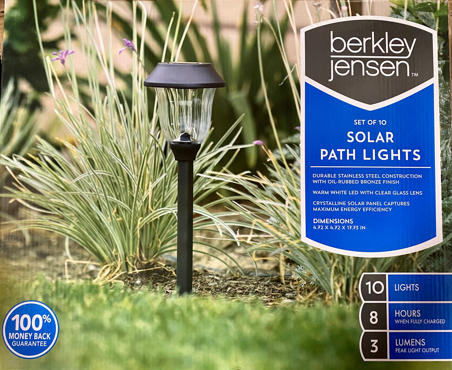 Berkley Jensen 14-Lumen Solar Pathway Lights,10 Pack- Oil-rubbed Bronze