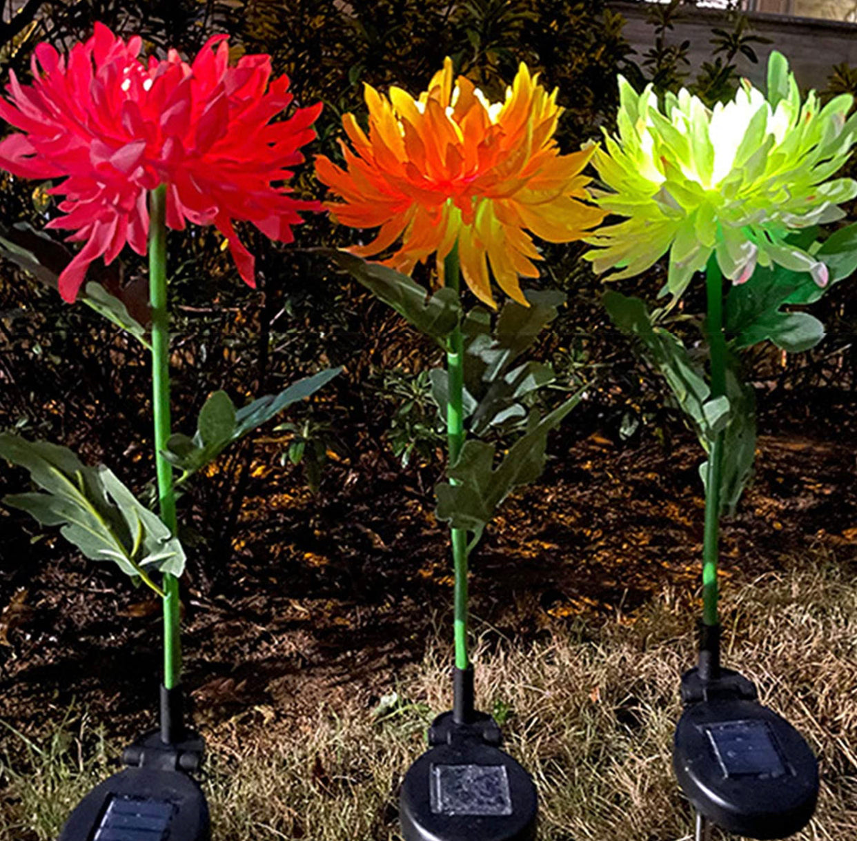 Solar LED Light Artificial Chrysanthemum Flower (3 Pack)