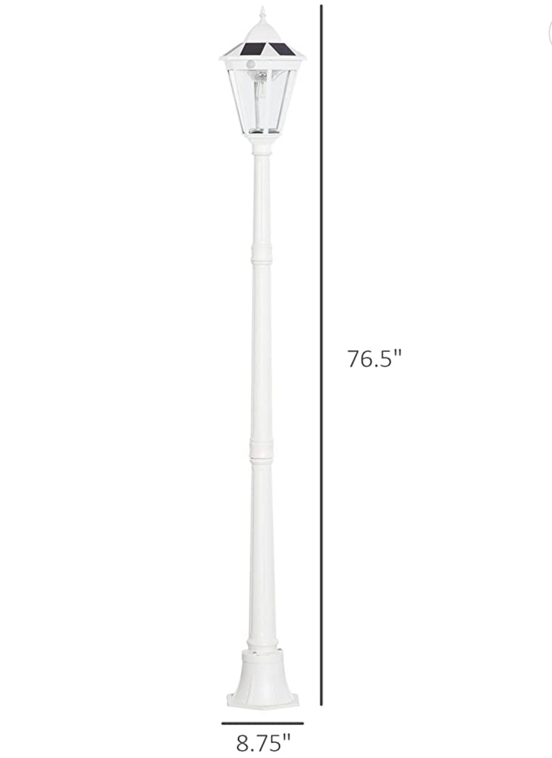 SmartYard 77" Solar Lamp Post Light, Waterproof Aluminum And Glass Outdoor Vintage Post Lamp