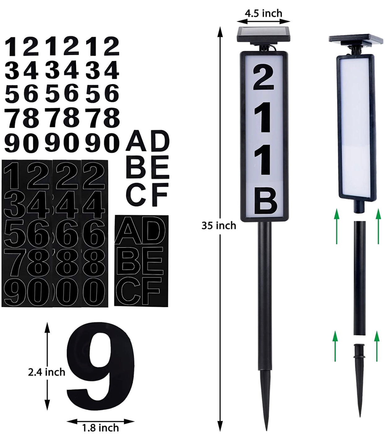 Solar Lighted House Address Numbers Sign,25 Lumen Five Digit