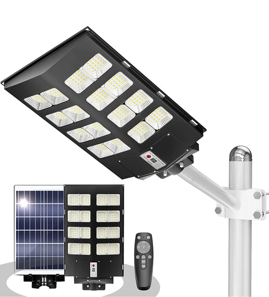 800W Commercial Solar Street Lights Dusk to Dawn , Motion Sensor, 75000LM for Street with Remote Control