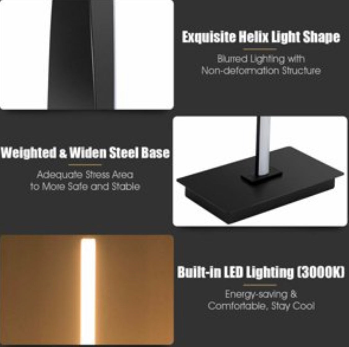 Modern LED Floor Lamp for Living Room Bright Lighting - 48" Tall Light-Dimmable