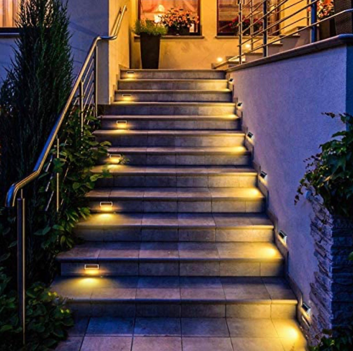 30 LED Solar Step Lights Outdoor【6 Pack】Stainless Steel Bright Solar Deck And Stairs Lights