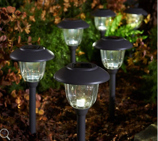 16-Piece Solar Pathway Lights Glass and Aluminum, 16 Lumen - Powered by Energizer