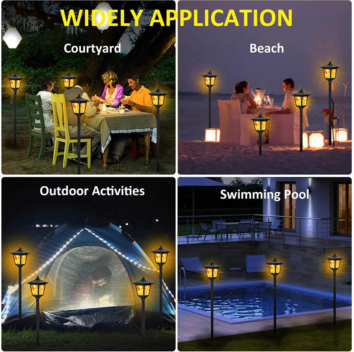 SmartYard Solar Garden Lights - Torches Outdoor Patio Decor Lighting 43" Flames Post Fence Lamps - 2 Pack