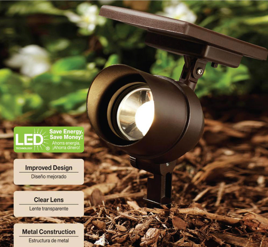 Energizer 2 Pack Spot Light Solar 45-Lumen Metal Outdoor Waterproof LED Landscape