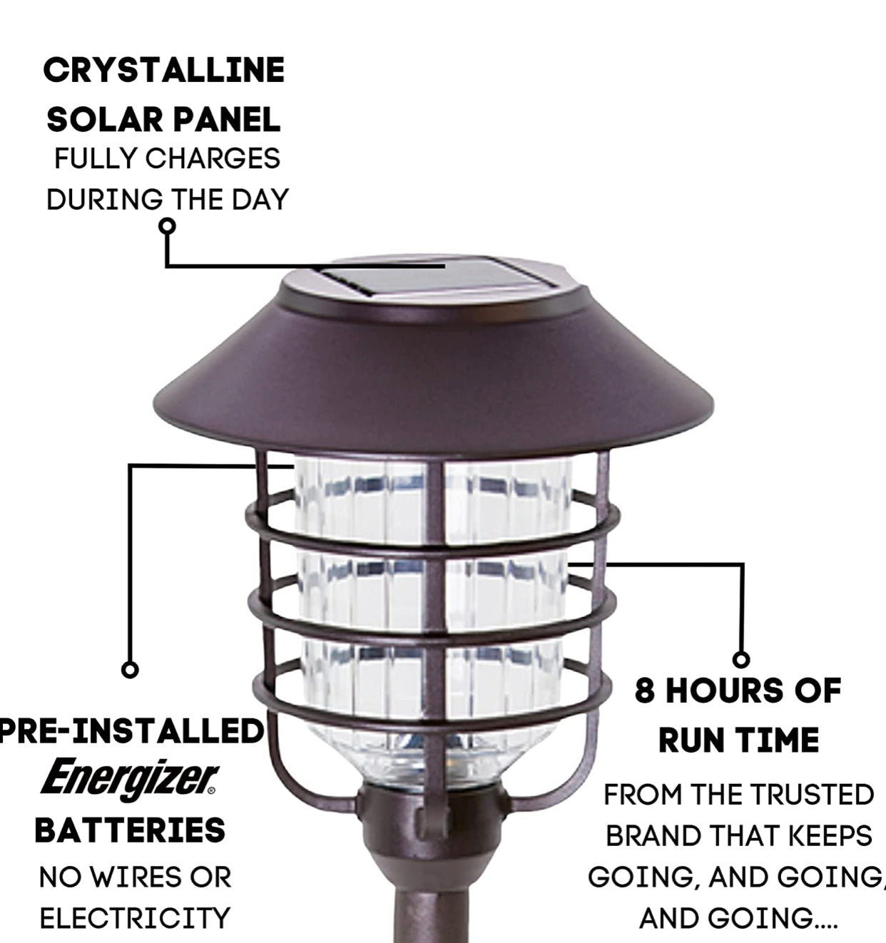 Energizer [ Smartyard ]Solar LED Large Pathway Lights Oil Rubbed Bronze 8-Pk