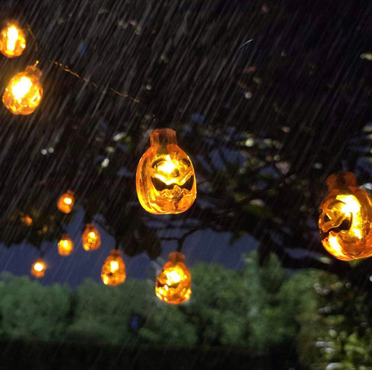 33Ft Solar Powered Pumpkin Halloween String Lights 50 LED with 8 Lighting Modes