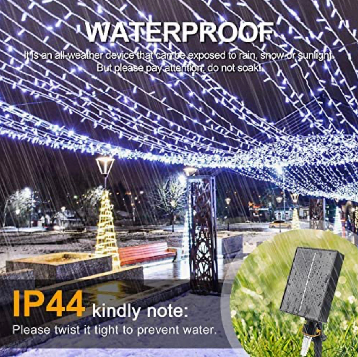 165Ft Solar String Lights White Wire Outdoor,500 LED Christmas Lights with 8 Modes and Timer, Remote Control