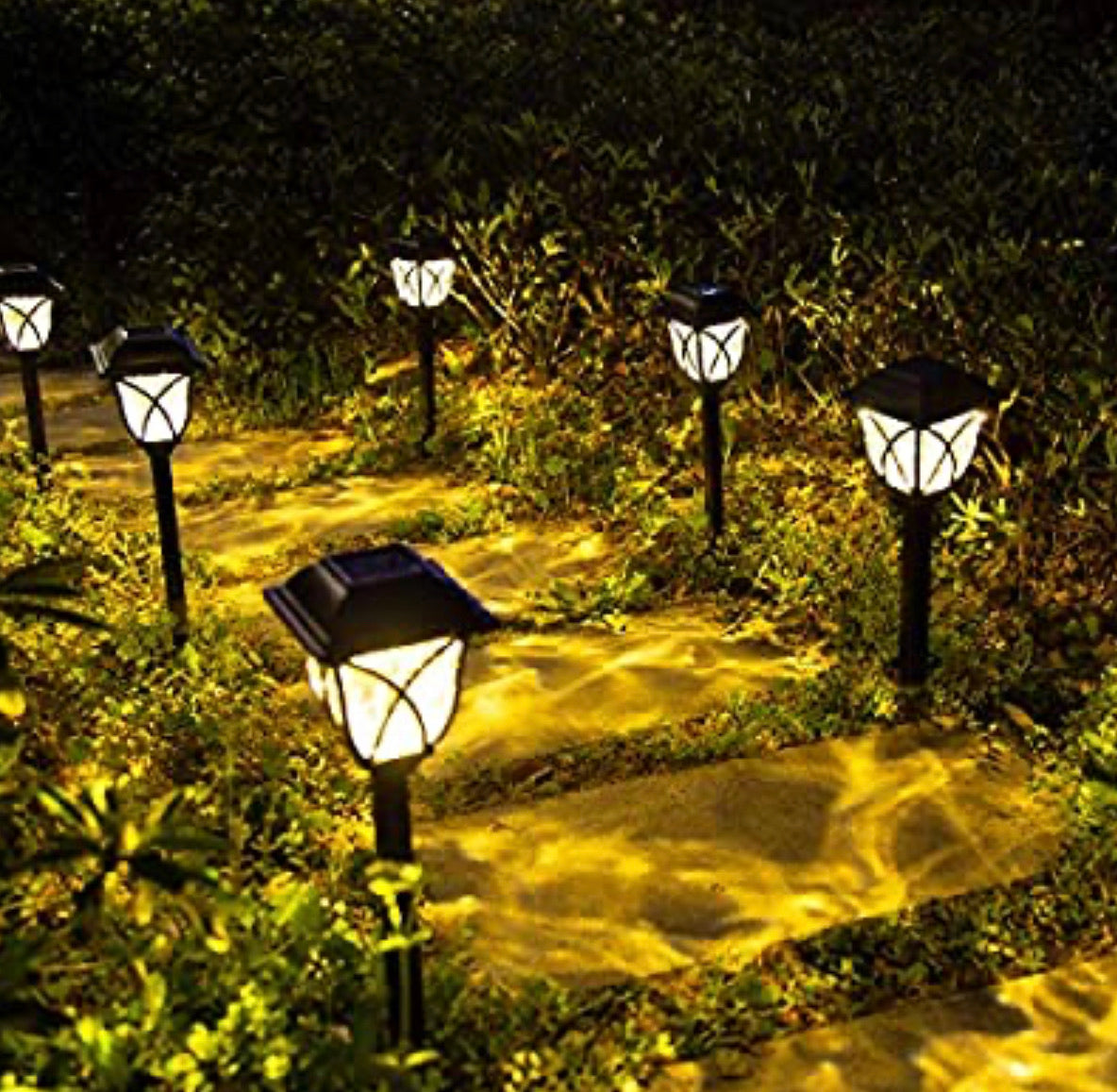 8 Pack Solar LED Lights,Large Rotating Outdoor Pathway Up To 10 Lumen