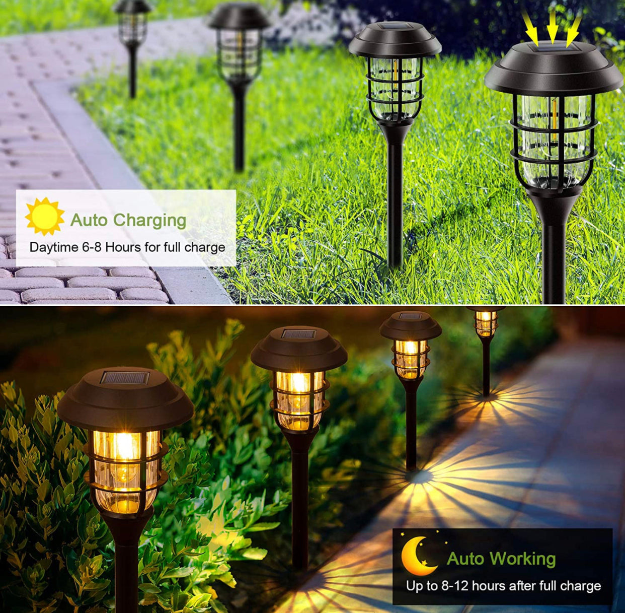 LANSGARINE Solar Pathway Lights Outdoor 8 Pack