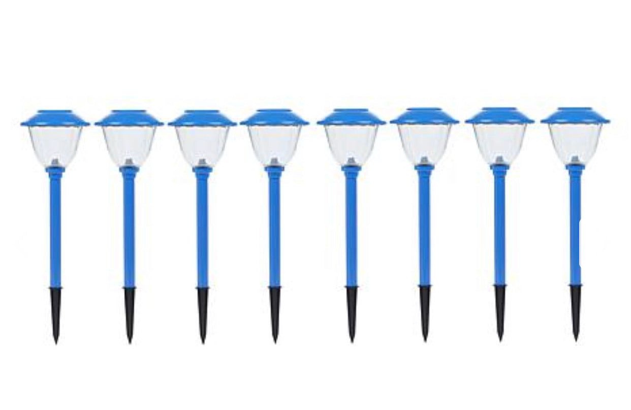 Energizer 8 Pack Solar Pathway Lights Outdoor-Stainless Steel(Blue)